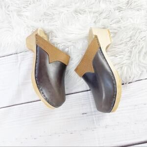 🆕 Anna by‎ The Swedish Clogs Inc Brown Leather Clogs Mules Size 37
